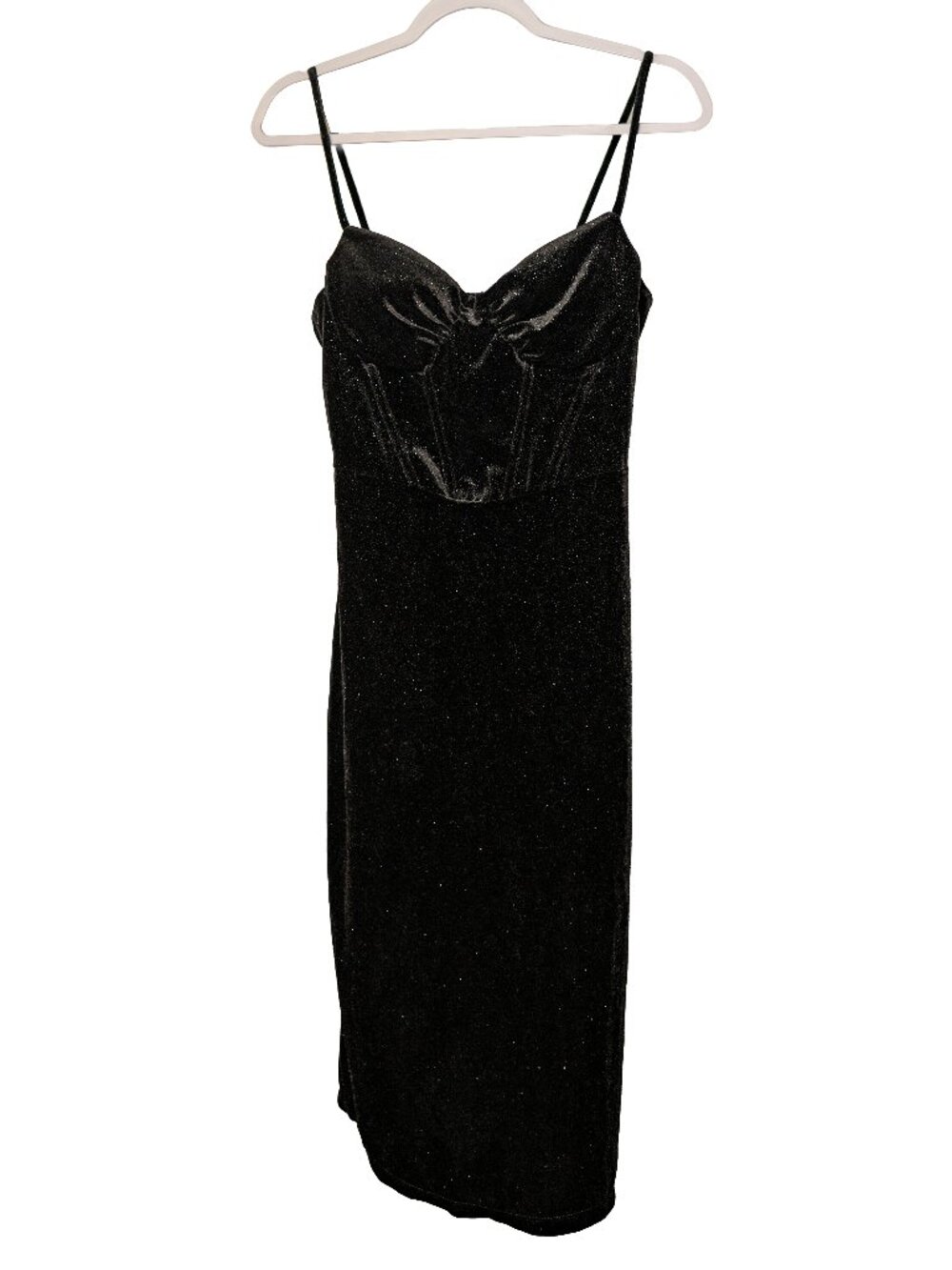 ELH Studio Black Formal Velvet Cocktail Dress - Glittery - Fitted - Junior Large